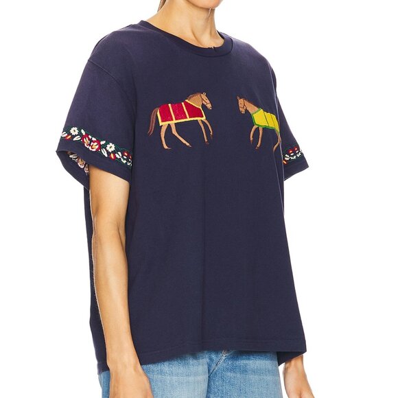 Found Tops - Found Horse Equine Tee in Vintage Navy, Size XS